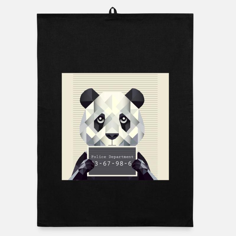Panda Mugshot – Pris avec des animaux ! Torchon bio