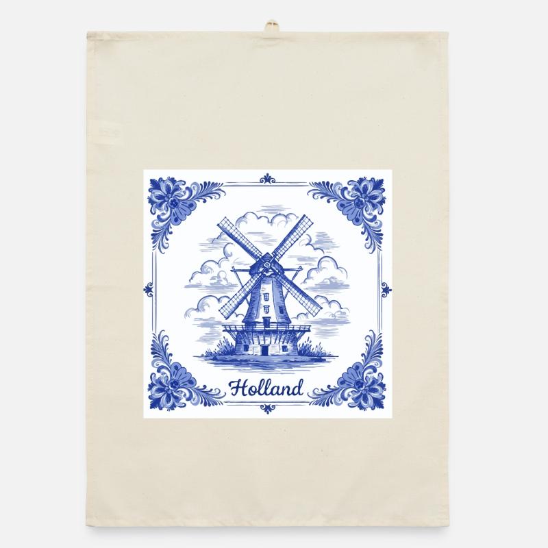 Tuile de moulin à vent bleu de Delft Torchon bio