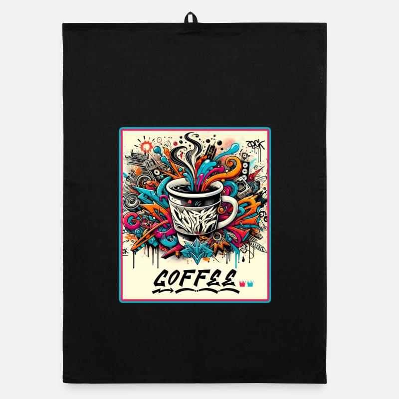 Coffee Graffiti Explosion Organic dish towel
