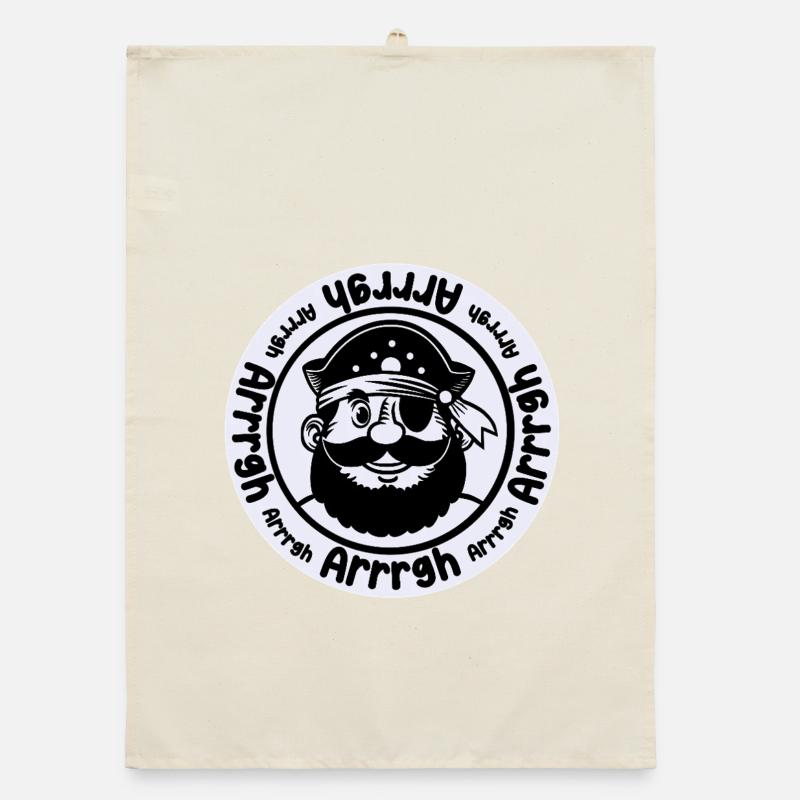 Funny pirate with eye patch Organic dish towel