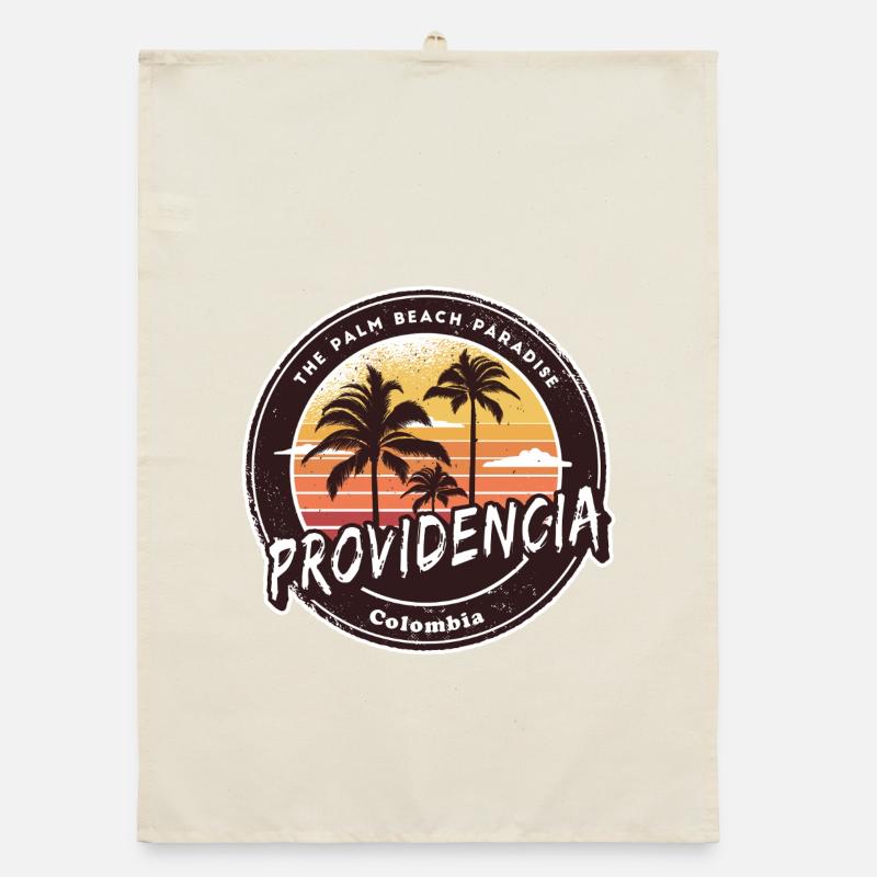 Providencia Palm Trees Beach Design Organic dish towel