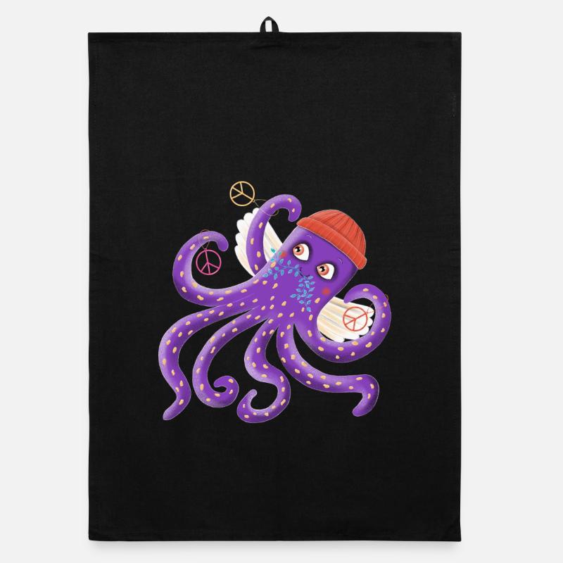 Peace octopus Sepp swims for peace Organic dish towel