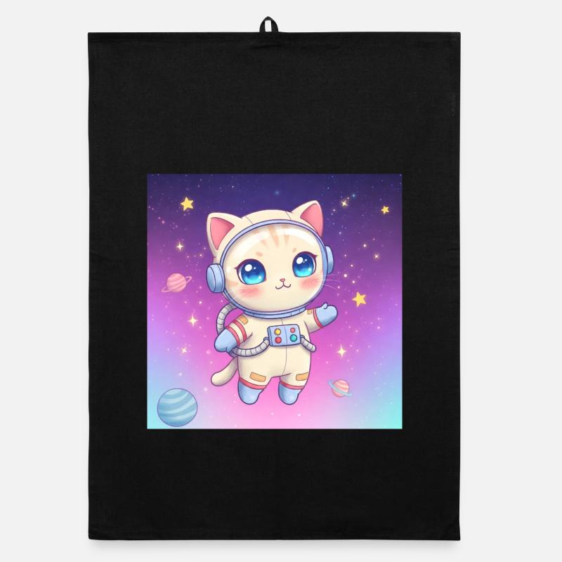 Astronaut kitten Organic dish towel
