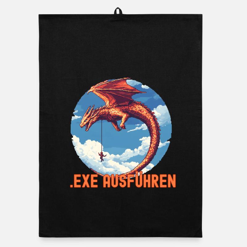 EXE AUSFÜHREN Drachen Admin IT Informatik Lustig - Organic Geschirrtuch - Schwarz