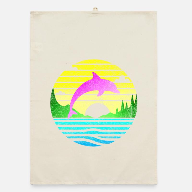 Jumping Dolphin 2 Organic dish towel