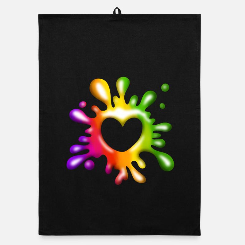 Herz Klecks - Farbenfrohe Liebe - Organic Geschirrtuch - Schwarz
