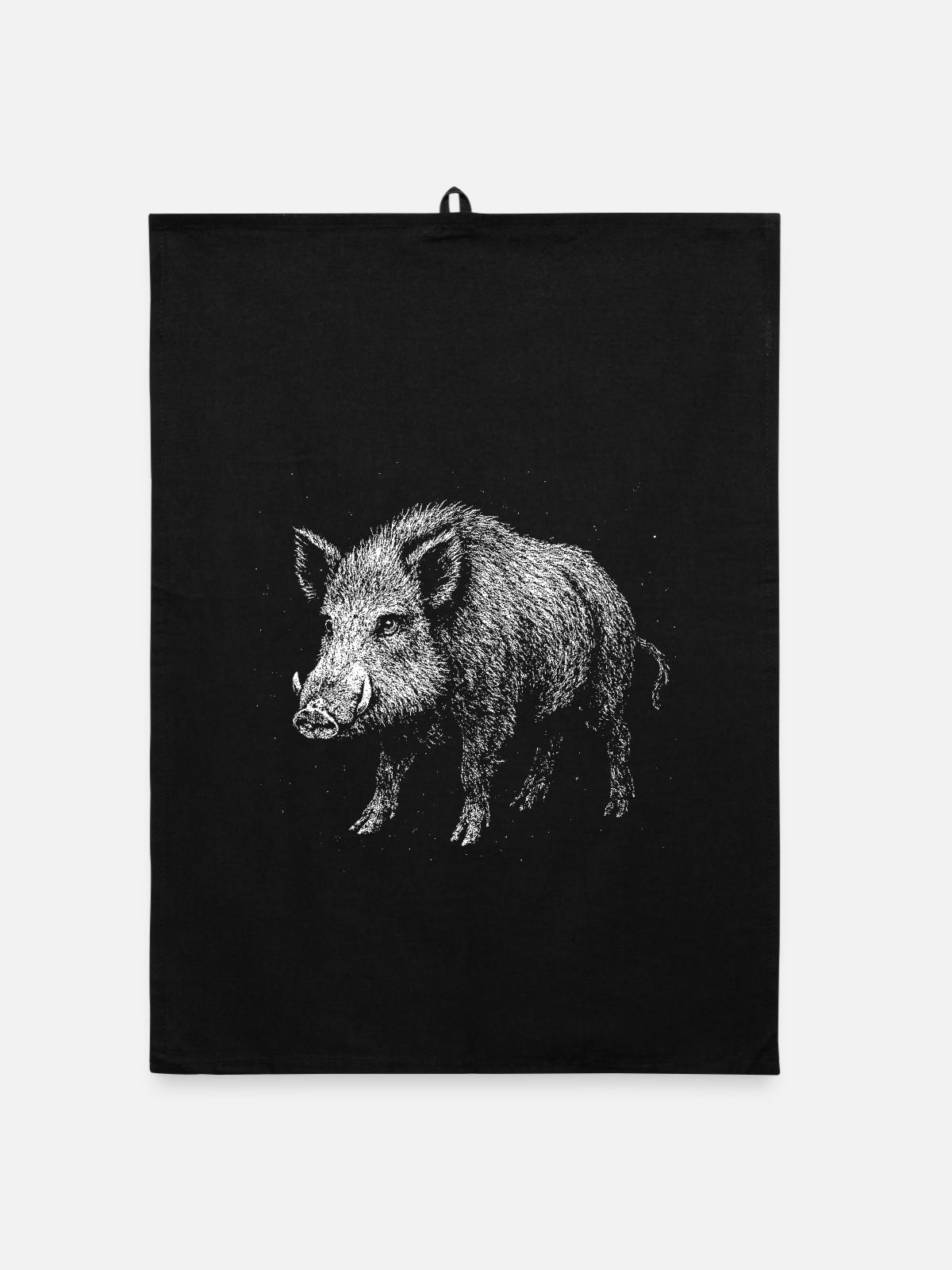 Sanglier - Torchon bio - noir - Devant