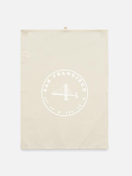 San Francisco - Golden Gate Bridge und Koordinaten - Organic Geschirrtuch - Natur - Vorne