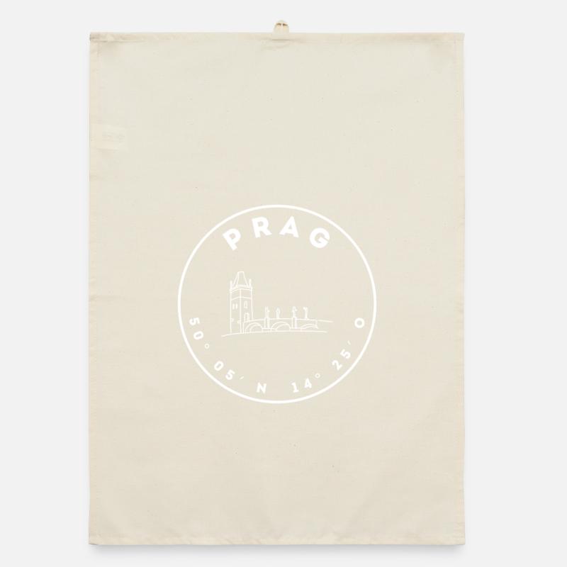 Prag mit Brücke und Koordinaten Organic Geschirrtuch