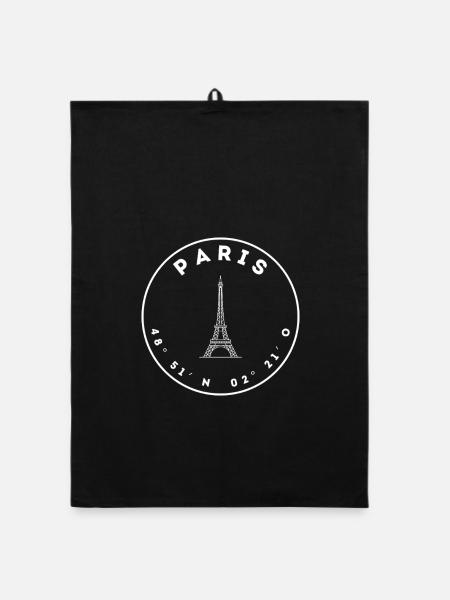 Paris mit Eifelturm und Koordinaten - Organic Geschirrtuch - Schwarz - Vorne
