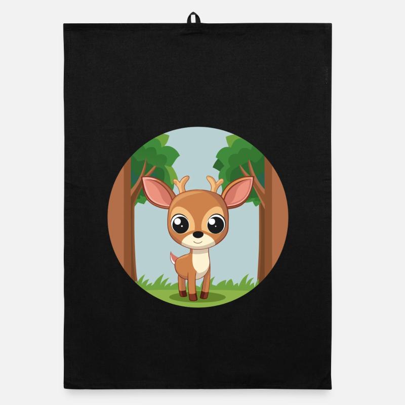 Petit faon adorable dans la forêt (v03) Torchon bio