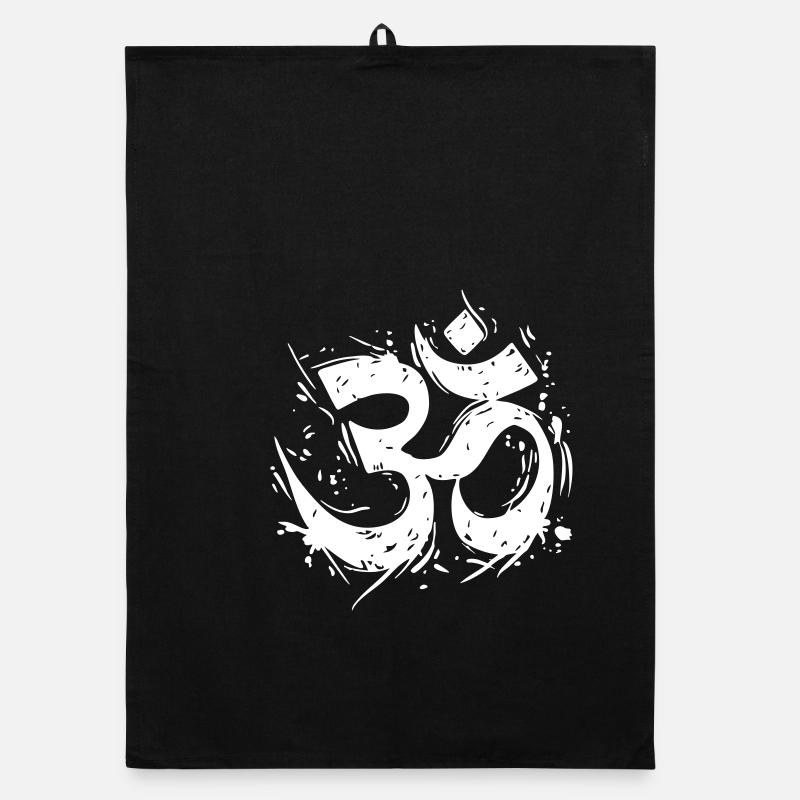 Om-Symbol im dynamischen Grunge-Design Organic Geschirrtuch