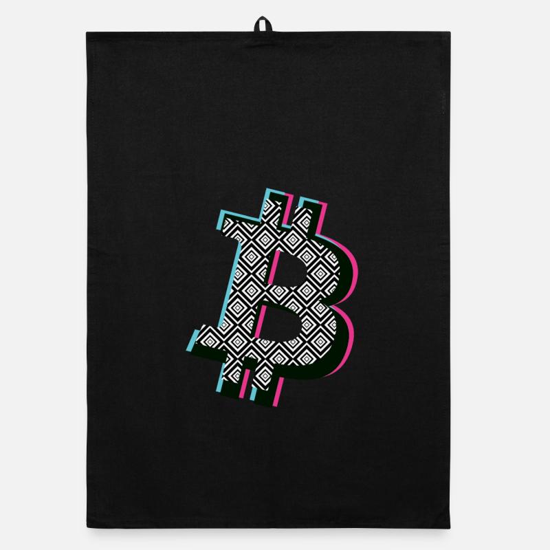 Bitcoin B Popart - Organic Geschirrtuch - Schwarz