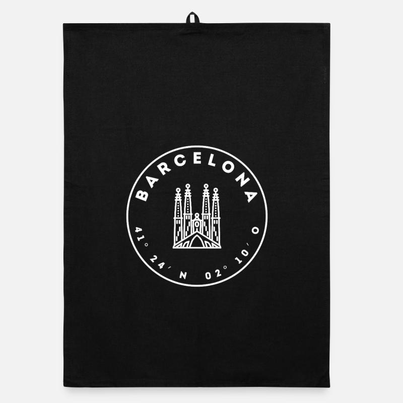 Barcelone avec sa cathédrale et ses coordonnées Torchon bio