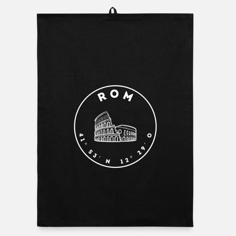 Rome with Colosseum and coordinates Organic dish towel