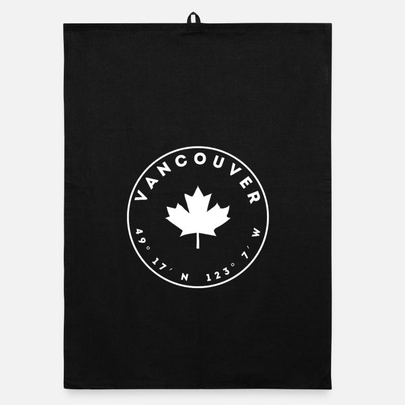 Vancouver with Maple Leaf and Coordinates Organic dish towel