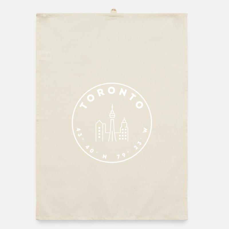 Toronto with skyline and coordinates Organic dish towel