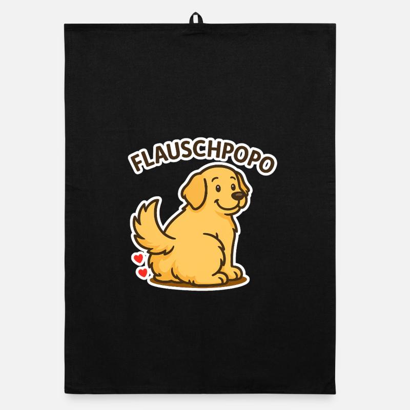 Fluffy butt - Chien mignon avec des fesses moelleuses Torchon bio