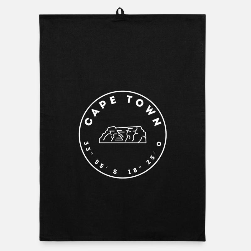 Cape Town with Table Mountain and coordinates Organic dish towel
