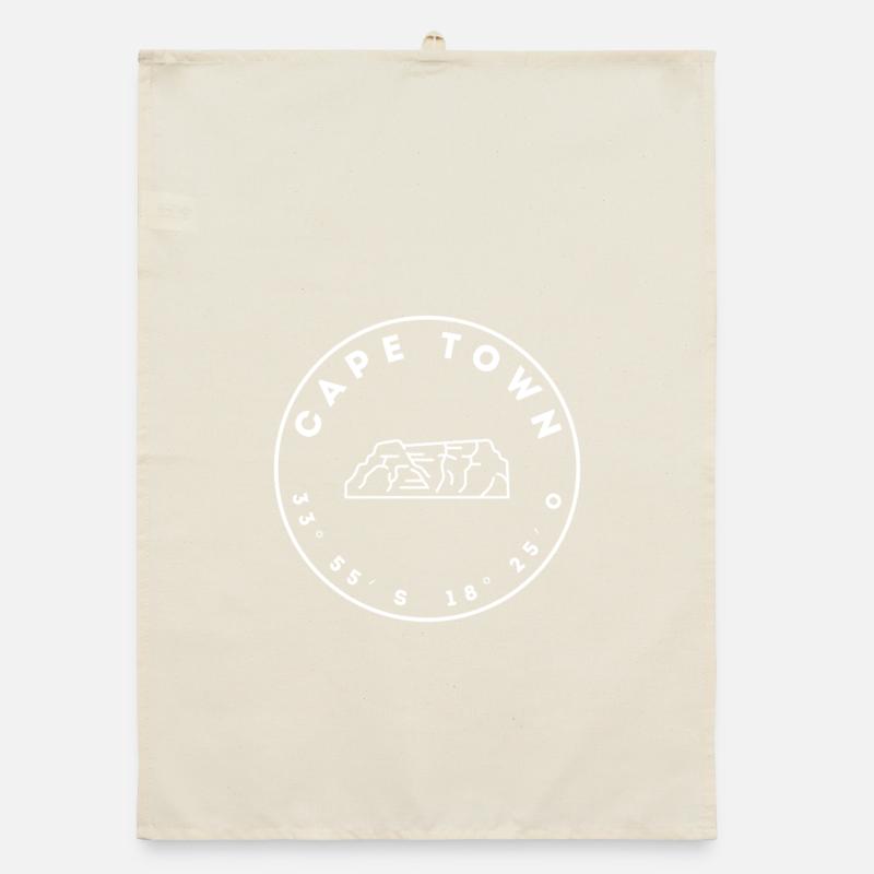 Cape Town with Table Mountain and coordinates Organic dish towel
