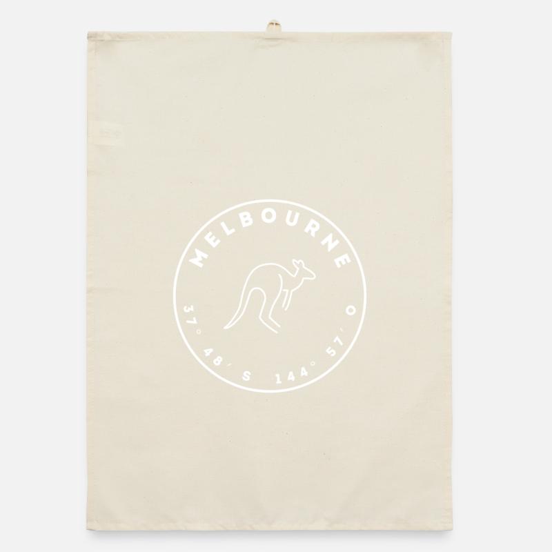 Melbourne with kangaroo and coordinates Organic dish towel