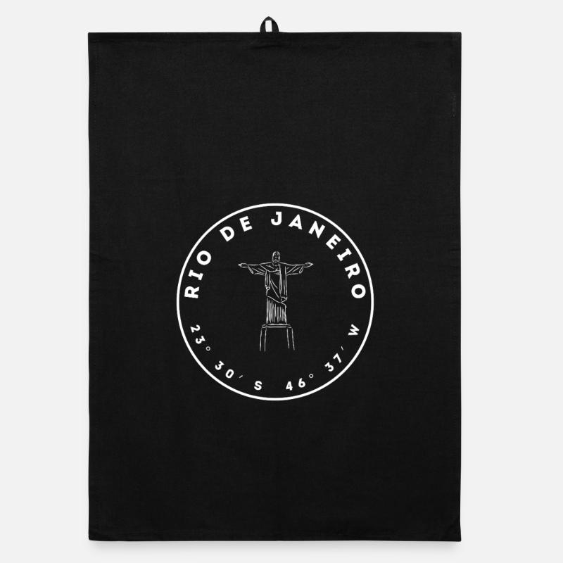 Rio de Janeiro with Cristo Redentor and coordinates Organic dish towel