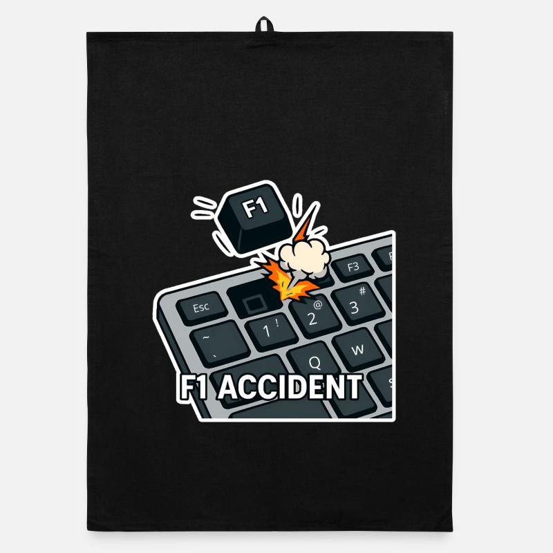 Accident de F1 - jeu de mots amusant - Torchon bio - noir