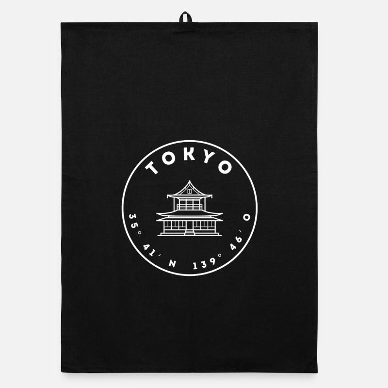 Tokyo with temples and coordinates Organic dish towel