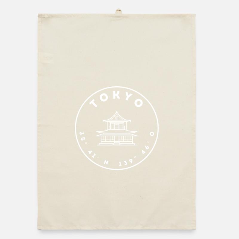 Tokyo with temples and coordinates Organic dish towel