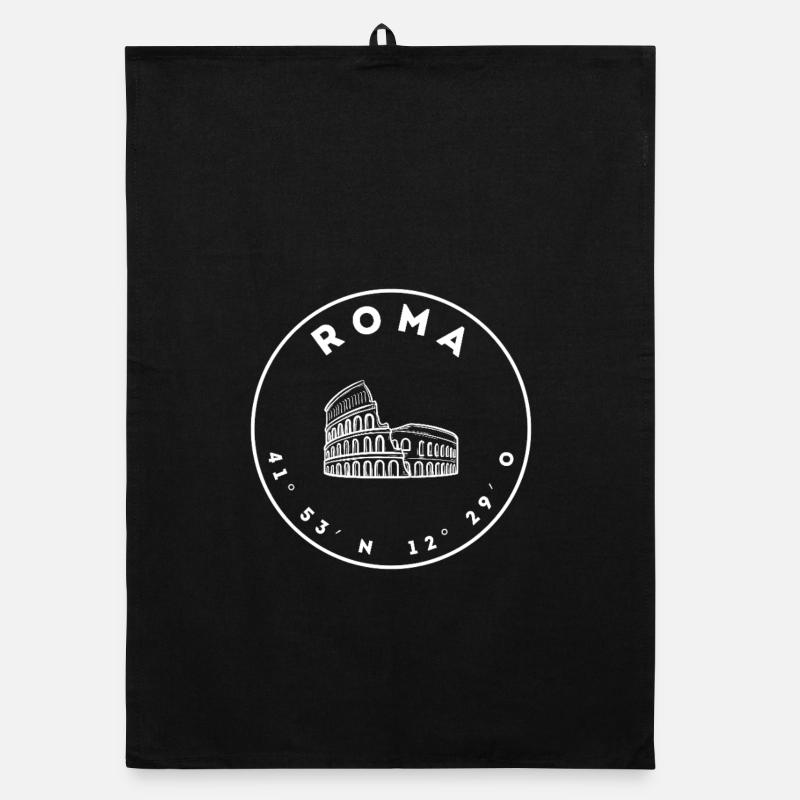 Rome with Colosseum and coordinates Organic dish towel