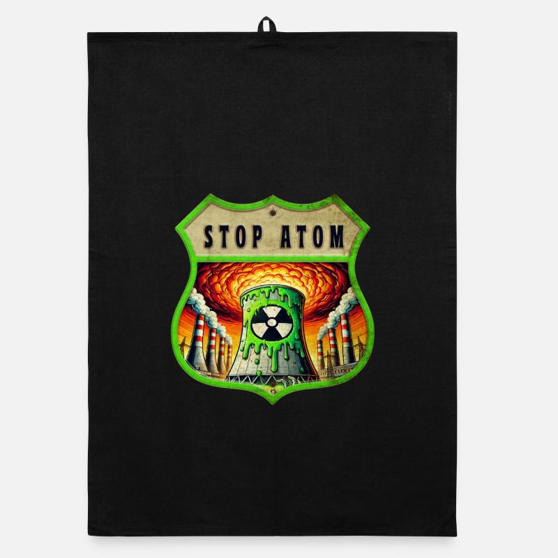 Stop Atom Crest Design Organic dish towel