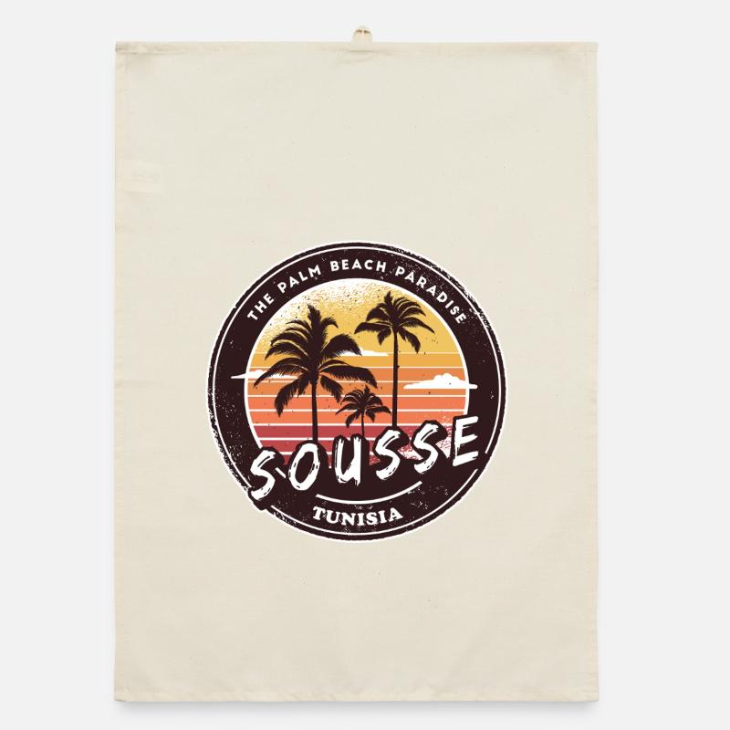 Sousse Palm Trees Vintage Design Organic dish towel