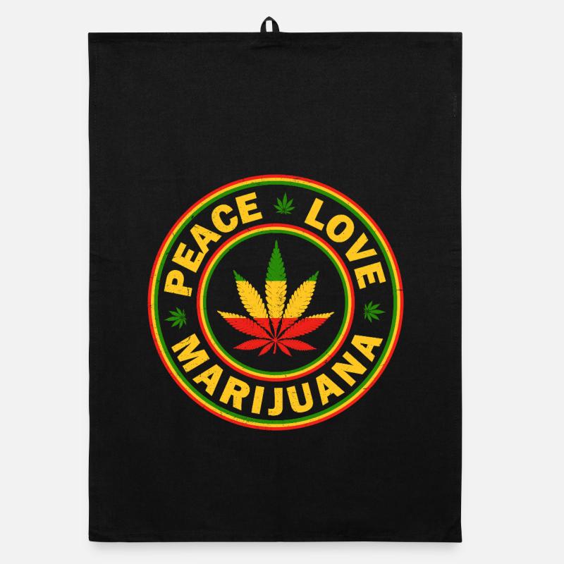Peace Love Marijuana Rastafarian Emblem Organic dish towel