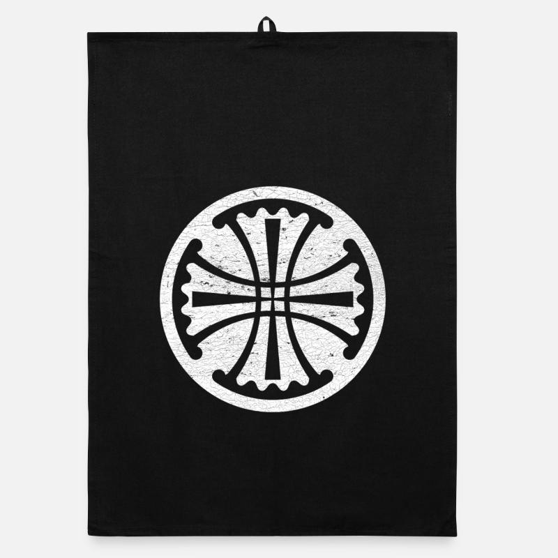 Canterbury Cross in a White Circle Organic dish towel