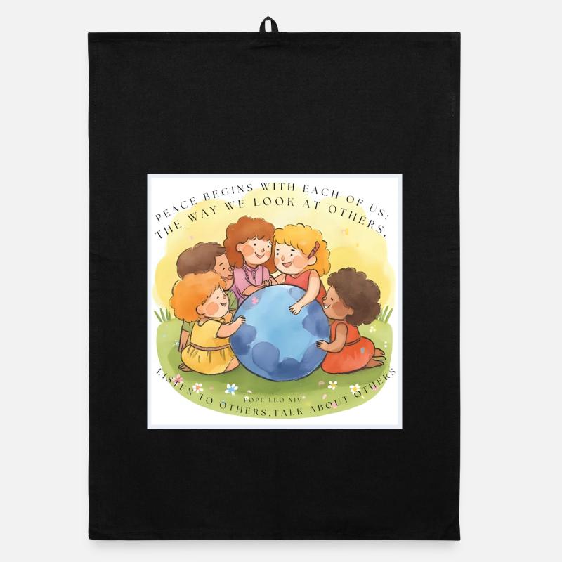 Peace begins with each of us Organic dish towel