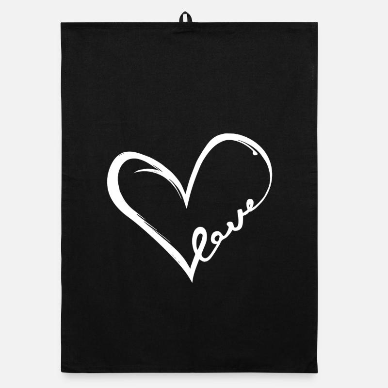 Love Heart (White) Organic dish towel