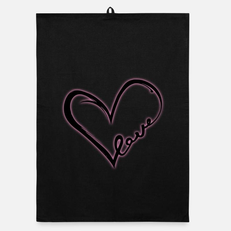 Liebesherz (Black Glow) Organic Geschirrtuch