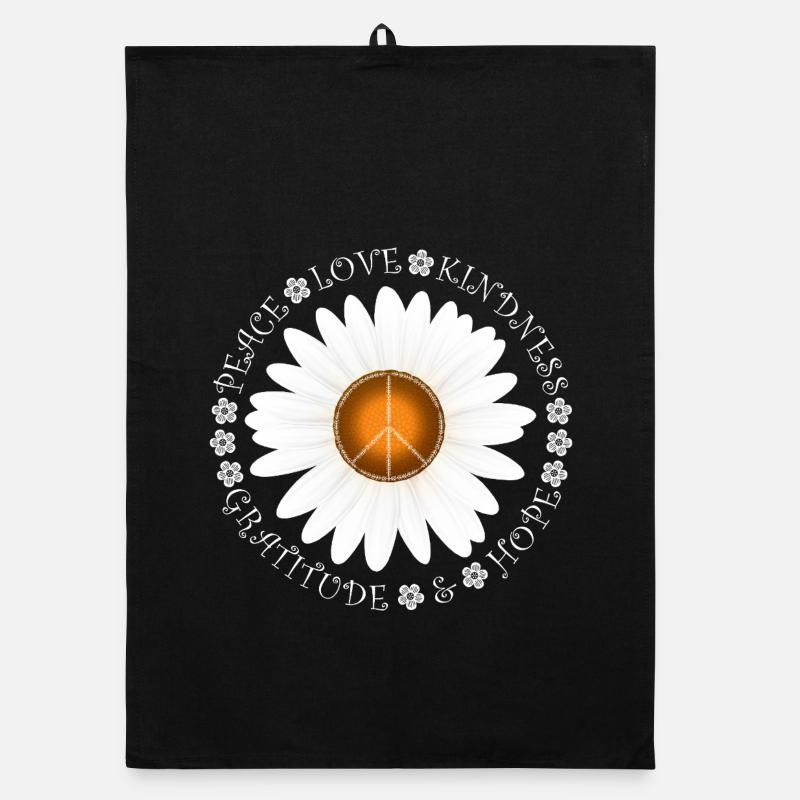 Peace Love KIndness Daisy Design Torchon bio