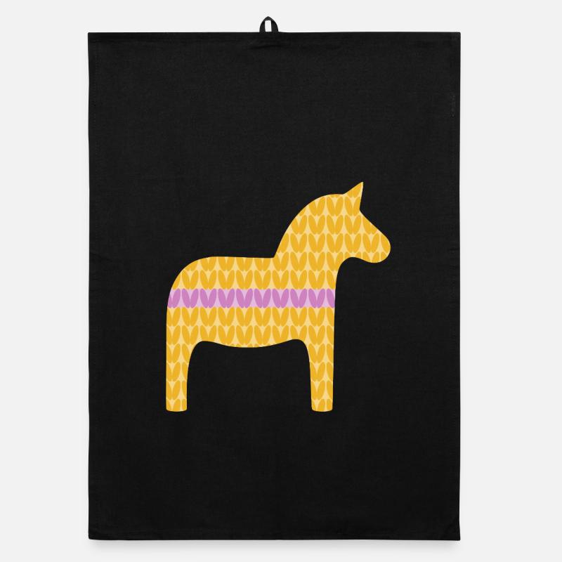 Dalapferd Strickmuster Pferde skandinavisch Deko Organic Geschirrtuch