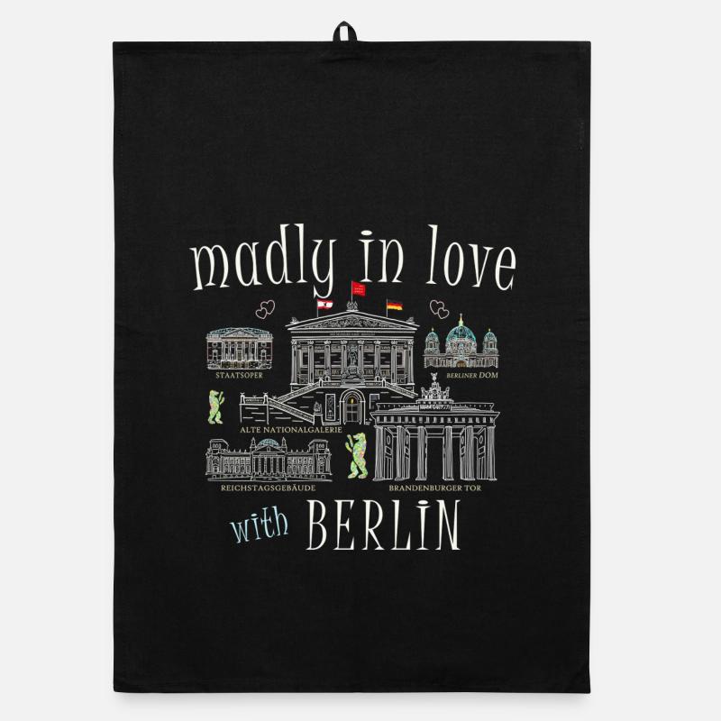 Berlin, Hand Drawing Organic dish towel
