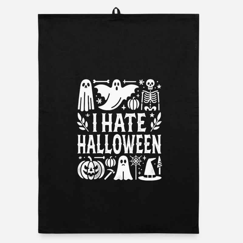 Horror-Inspired Halloween Ghost Skeleton Design Organic dish towel