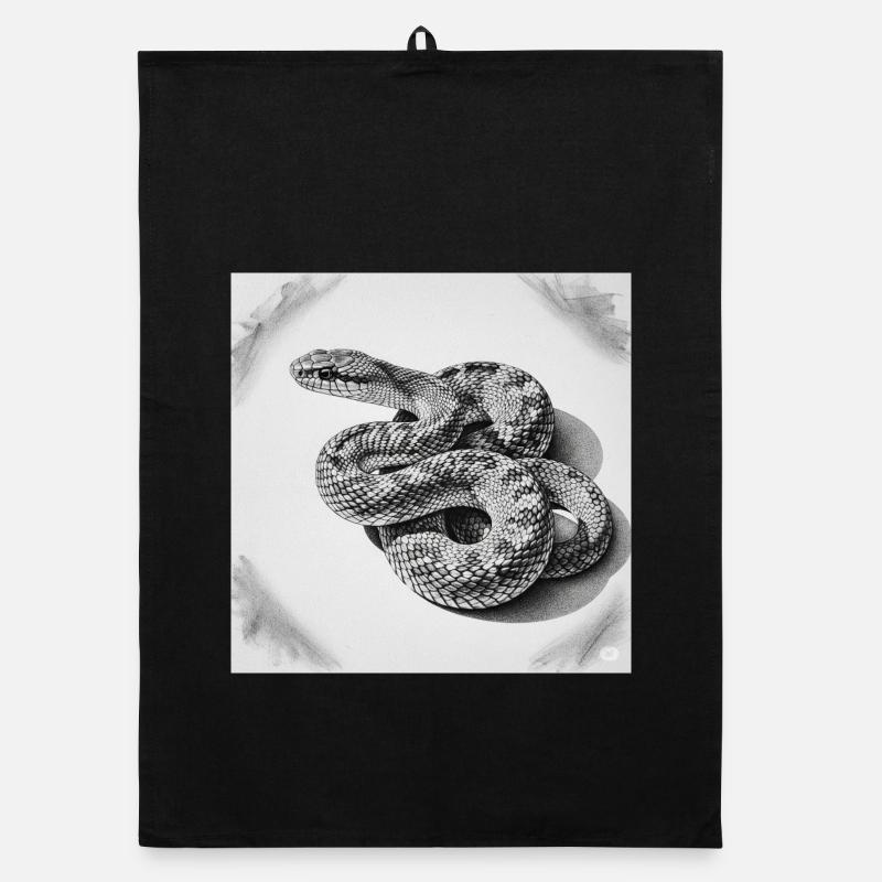 Serpent à écailles noir et blanc Torchon bio