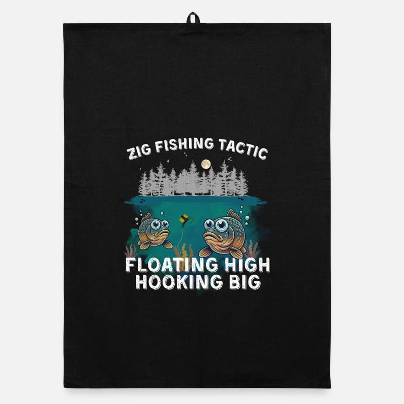 Carp Fishing Humor Zig Tactic Floating High Organic dish towel