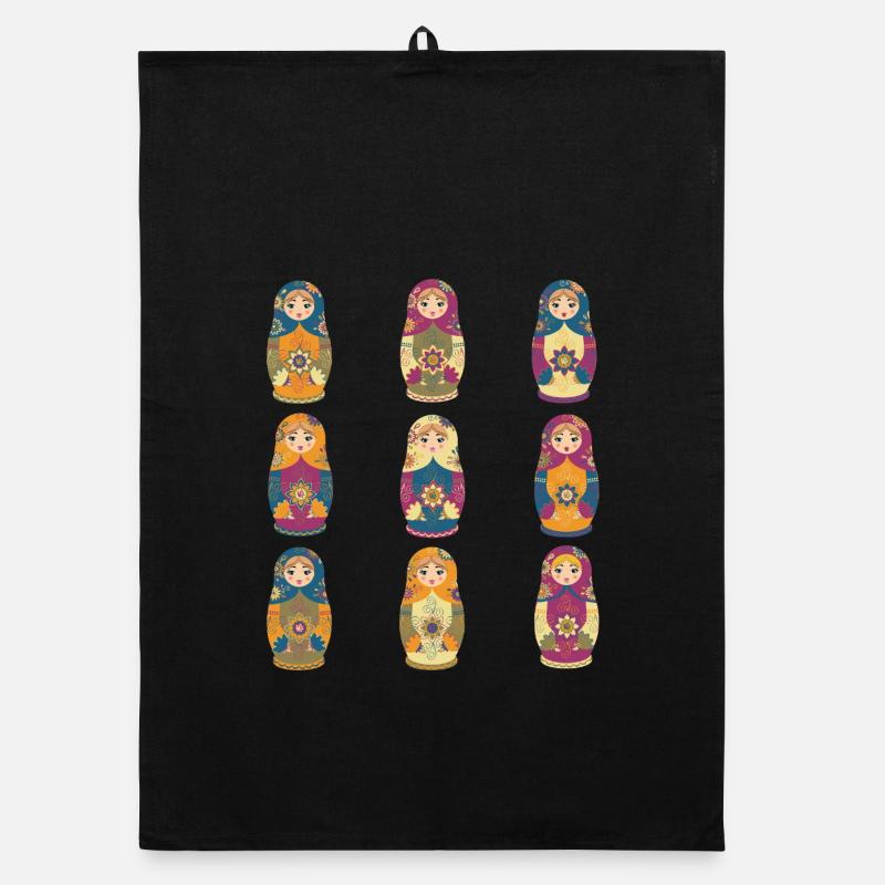 Traditional Russian Matryoshka Dolls Pattern Organic dish towel