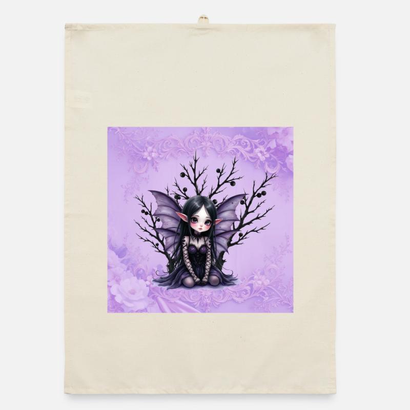 Vampir Fee Mädchen auf dunklem Baum Organic Geschirrtuch