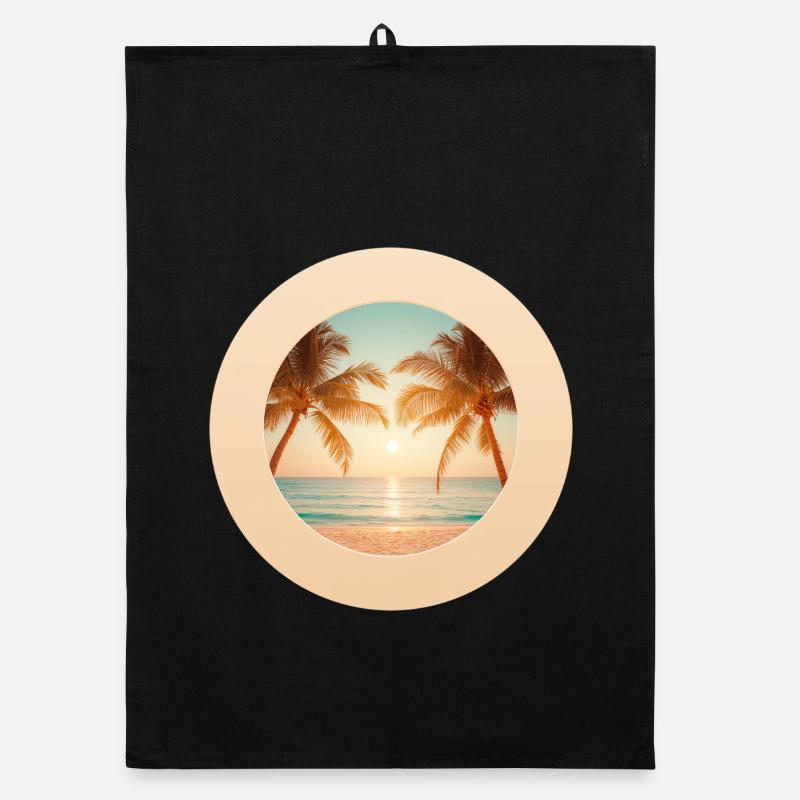 Coucher de soleil sur la plage de palmiers Torchon bio