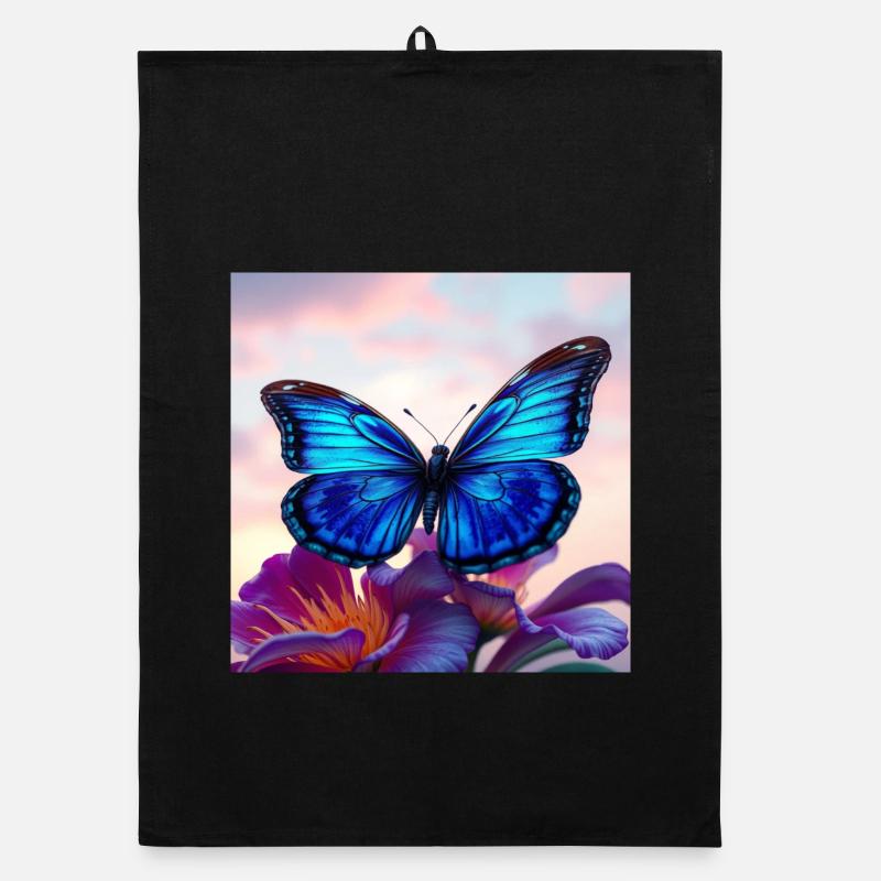 Schmetterling - Organic Geschirrtuch - Schwarz