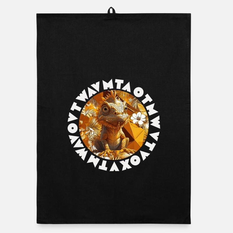 Tropical Chameleon Stylized Exotic Graphic Organic dish towel