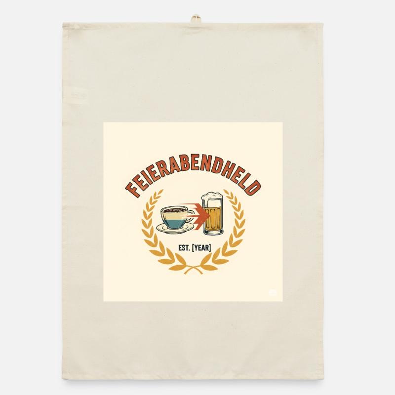 Feierabendheld Kaffeetasse & Bierglas Design Organic Geschirrtuch