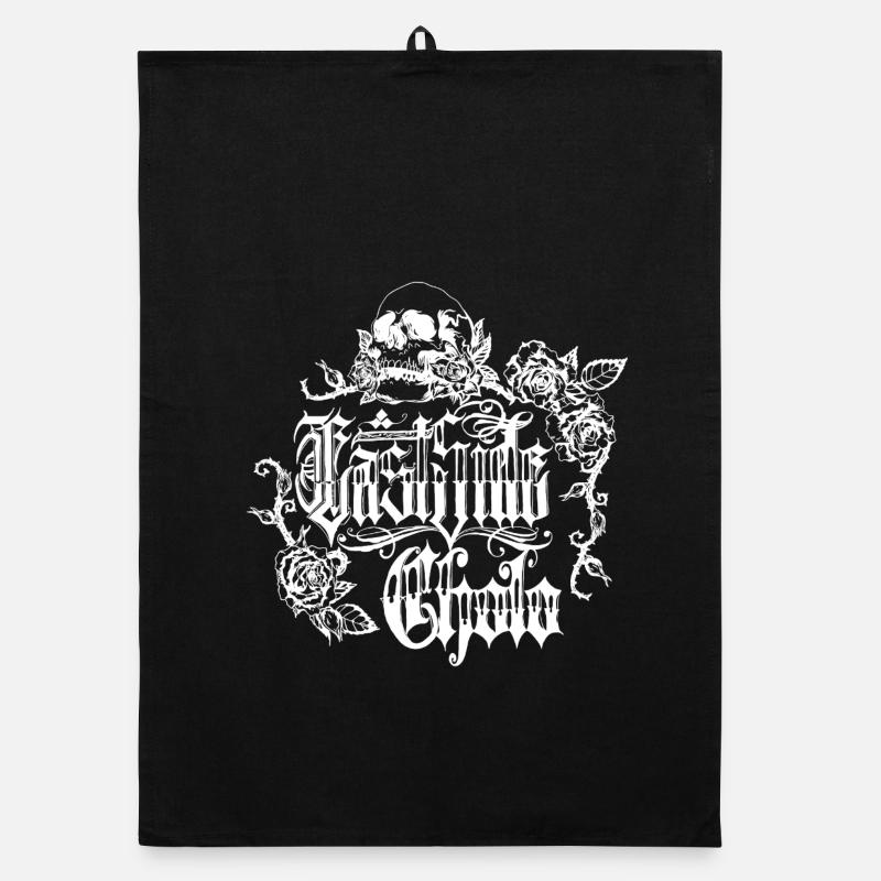 Skull Rose Gothic Design - Organic Geschirrtuch - Schwarz